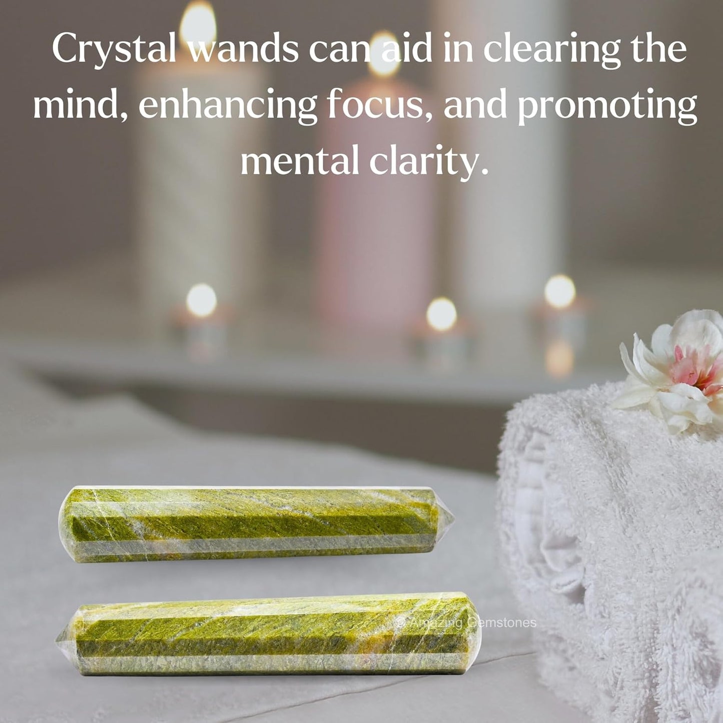 Amazing Gemstone Vesuvianite Crystal Wand Massage Stick - Pelvic Wand Gua Sha for Adults - Crystals and Healing Stones Massage Wands for Adults Gifts (Pointed)