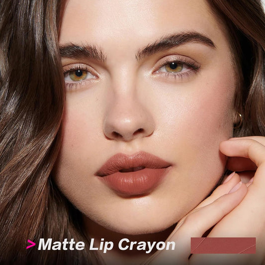 FOCALLURE Ultra Chic Matte Lipstick,Rich Vitamin E Lip Crayon,Lightweight Matte Color without Drying or Fading,Long Lasting Waterproof Lips Makeup,FUZZY WUZZY