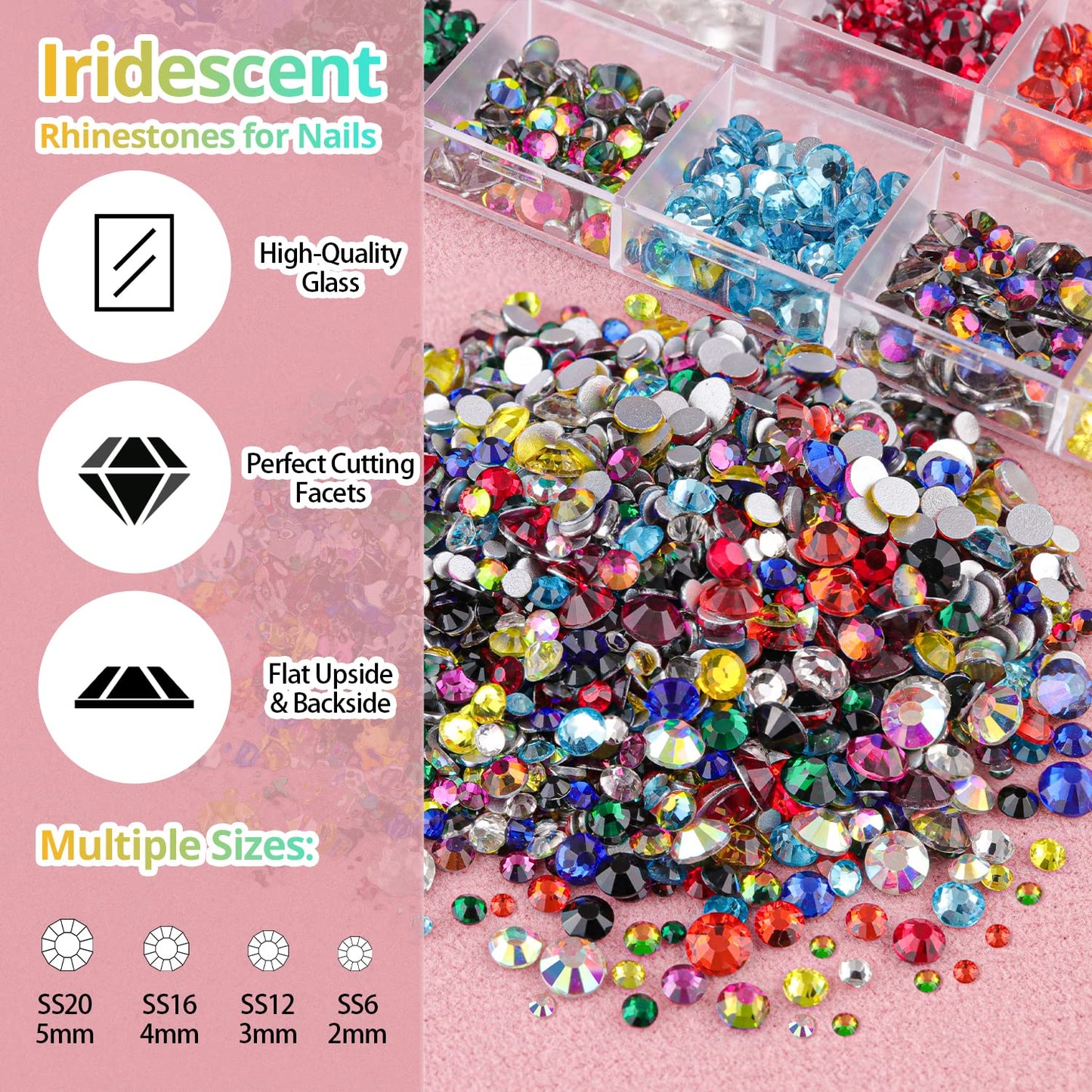Colorful Flatback Face Gems and Beige Pearls for Makeup with Quick Dry Glue, Half Round Pearls Nail Art Rhinestones Glass Crystal Beads for Make-up Deco with Pickup Pencil + Tweezer