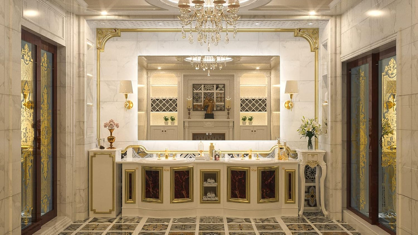 TETOTE 60 x 36 Inch LED Backlit Bathroom Vanity Mirror with Light,Anti-Fog,Dimmable,CRI90+,Touch Button,Water Proof,Large,Lighted Mirror,Horizontal/Vertical Wall Mounted