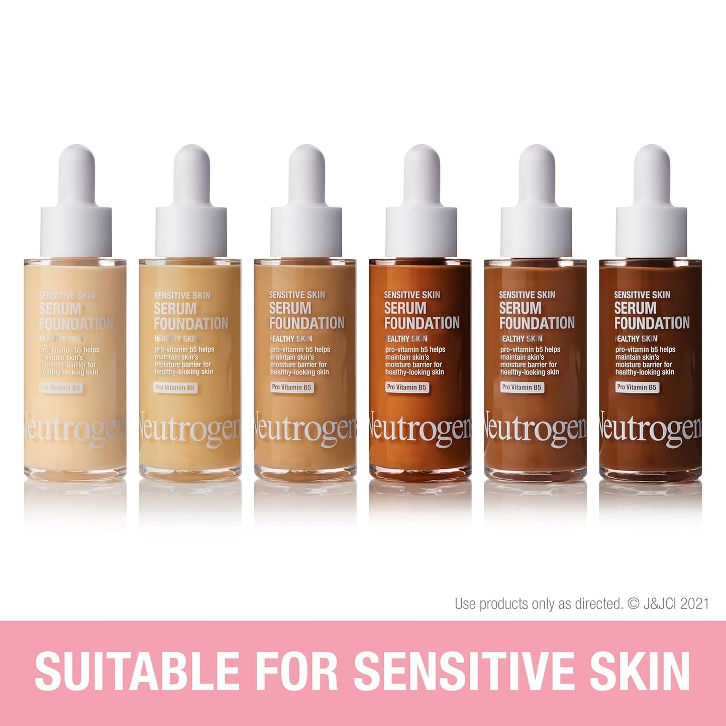 Neutrogena Healthy Skin Sensitive Skin Serum Foundation with Pro-Vitamin B5, Color Correcting & Pore Minimizing Liquid Foundation & Face Serum, Buildable Coverage, Light 01, 1 oz
