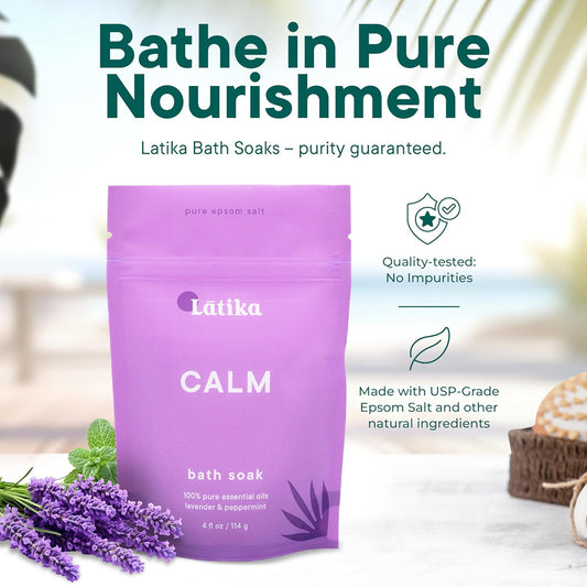 Soaks Set of 3 - Calm Bath Soaks with Lavender & Peppermint, Moisturizing Epsom Salt Soak for Stress Relief, Relaxation, and Skin Nourishment, at-Home Spa Retreat Gift