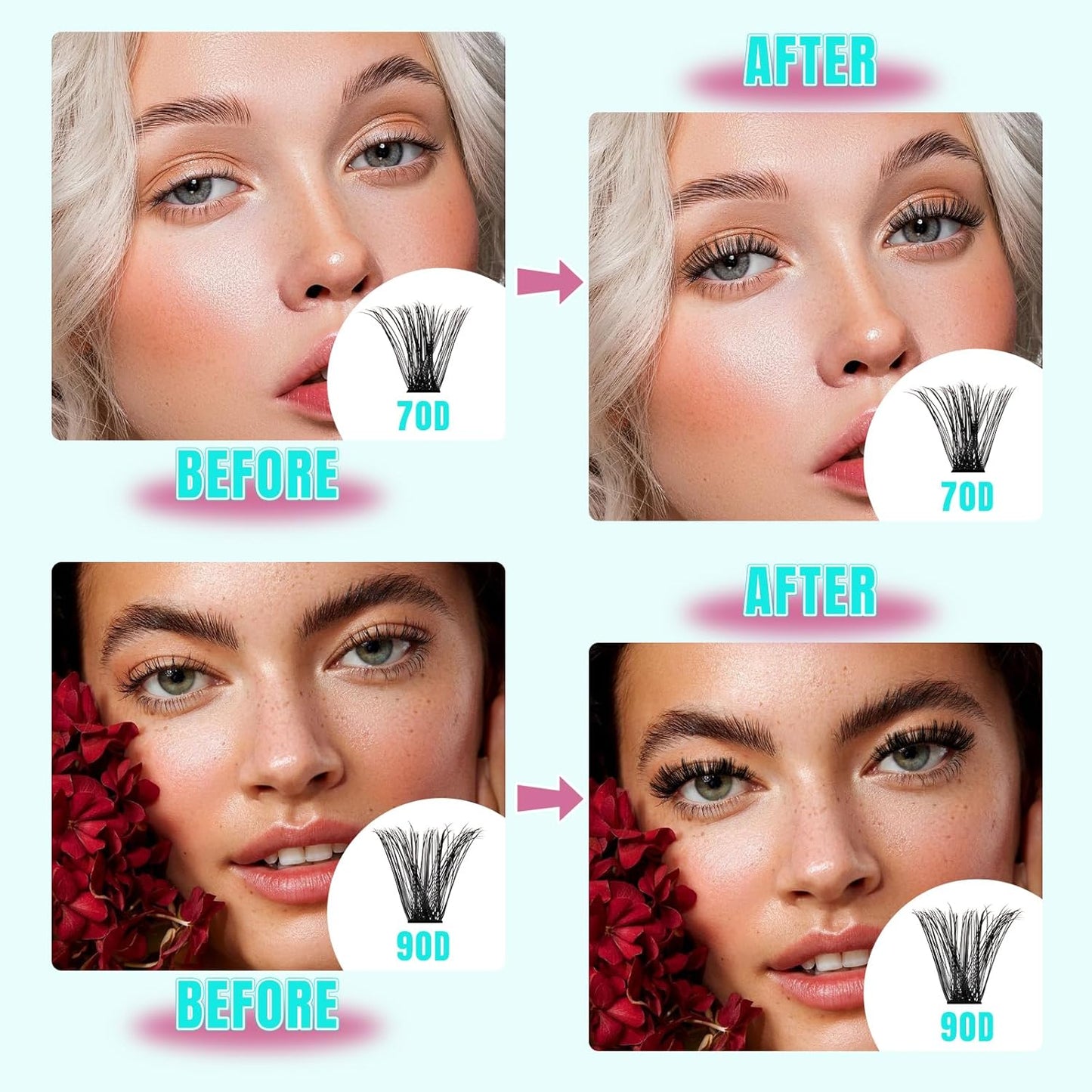 Lash Clusters 320Pcs 70D 90D,DIY Individual Eyelash Extension, Wispy Cluster Lashes Extension Volume Eyelashes Extensions for Self Use at Home (D-Mix10-16mm)