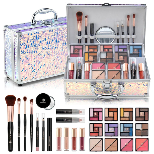 Color Nymph Makeup Kit For Women, Girls Makeup Set For Teens Professional Make Up Kits With Travel Case Full Cosmetics Kit w/ 35 Colors Eyeshadows Lipstick Blush Brushes Lipgloss Mascara