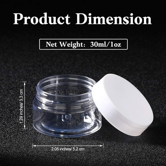 SATINIOR 36 Pieces 1 oz Plastic Jars with Lids Wide Mouth Airtight Reusable Container Acrylic Cosmetic Small Jars for Lotions Ointments Travel Toiletries Creams Make up Storage(White)