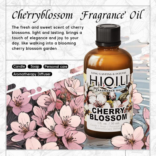 HIQILI Cherry Blossom Fragrance Oil, Floral Perfume Oil, Candle Scents for Candle Making, for Diffuser & Fresh Spray, Long-Lasting Scent - 1 Fl Oz