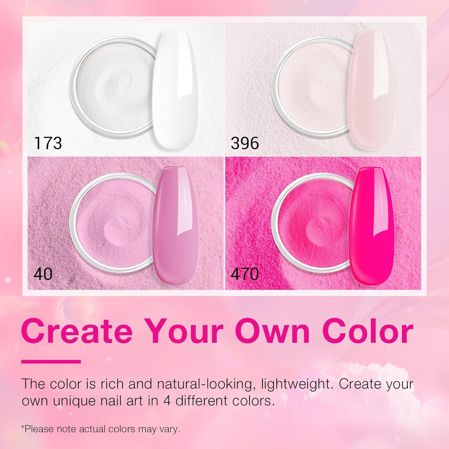 AZUREBEAUTY Dip Powder Nail Kit Starter, Light/Hot Pink Clear White Summer 4 Colors Acrylic Dipping Powder Liquid Set with Base/Top Coat Activator for French Nail Art Manicure DIY Gifts for Women