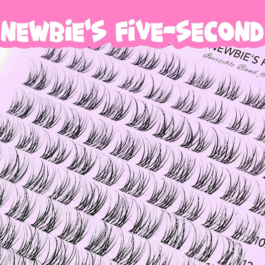 VEYESBEAUTY Lash Clusters Individual Eyelash Extensions Thin & Invisible Band DIY False Eyelashes for Self-application Newbie's Five-Second Series Wispy Lash Tray, Aliva 8-16mm Mixed Length