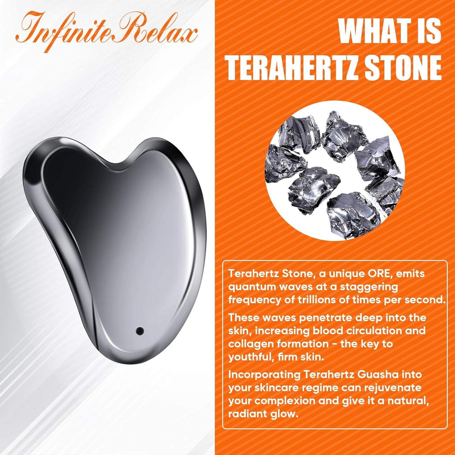 Terahertz Gua Sha Facial Tools Stone for Enhanced Lymphatic Drainage, Reduced Puffiness, Relieved Facial Tension – 100% Natural Terahertz Stone Gua Sha