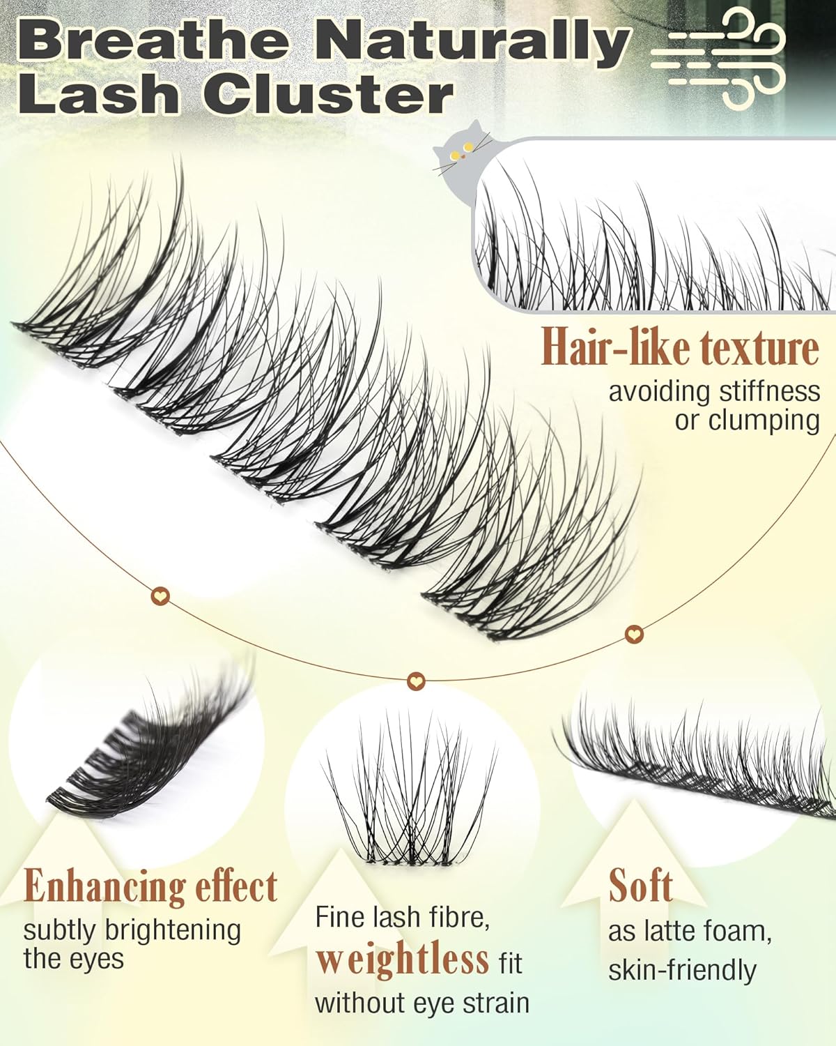 Wispy Lash Clusters Natural Fluffy Cluster Eyelash Extensions 144Pcs Individual Lashes Clusters 10-16mm Eyelashes Clusters for DIY Lash Extensions Weightless & Soft Cluster Eyelashes