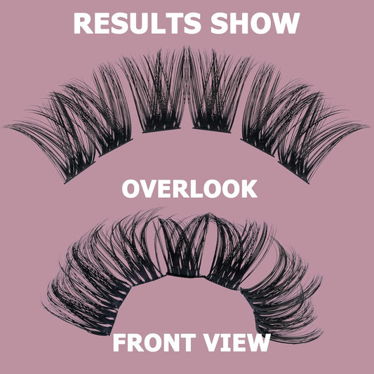 QUEWEL Cluster Lashes 72 Pcs Wide Stem Individual Lashes C/D Curl 8-16mm Length DIY Eyelash Extension False Eyelashes Soft for Personal Makeup Use at Home (honey01-C-8)