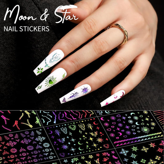 Teenitor 50 Sheets Nail Art Stickers, Rainbow Nail Stickers for Nail Art Nail Decals for Kids, Women, Fingernail in Halloween Christmas, Nail Supplies