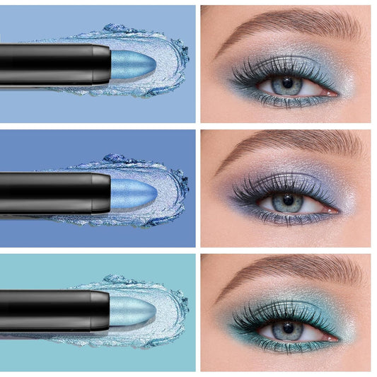 Boobeen 3PCS Cream Eyeshadow Pencil Crayon Waterproof Brightener Stick Shimmer Pen Create Glitter Eye Makeup, Easy to Use