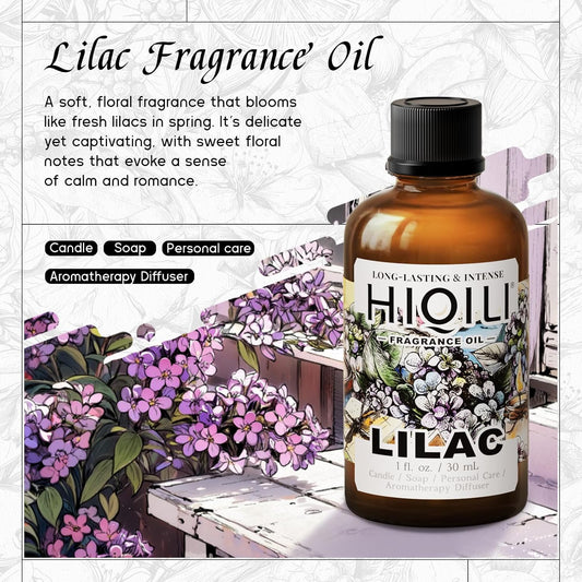 HIQILI Lilac Fragrance Oil for DIY Perfume, Candle & Soap Making, Soft Floral Scents for Essential Oils Diffuser - 1 Fl Oz