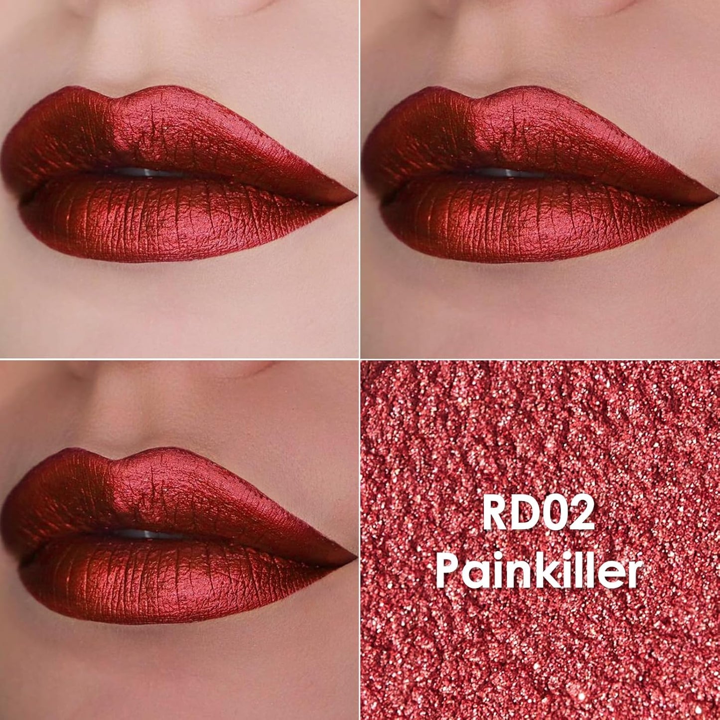 FOCALLURE Metallic Liquid Lipstick,Non Stick Cup Lip Gloss,High Impact Lip Color with Transfer-proof Wear,Long Lasting & Waterproof Lipstick Makeup for Women,RD02 Painkiller