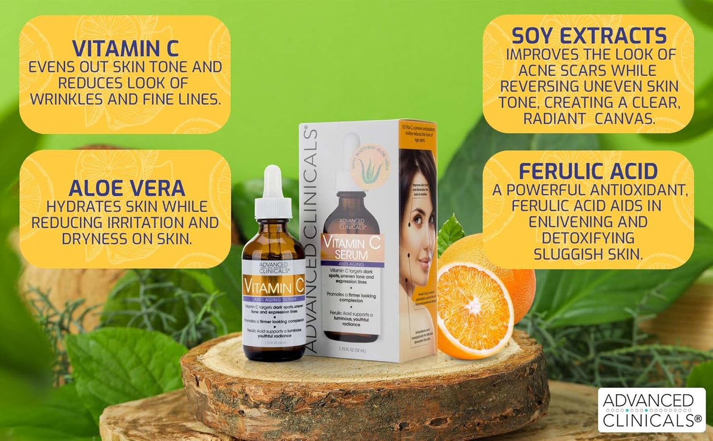 Advanced Clinicals - Retinol Serum For Face, Firming Collagen Serum, Vitamin C Serum Skincare Set, 1.75 Fl Oz, 3pc Set