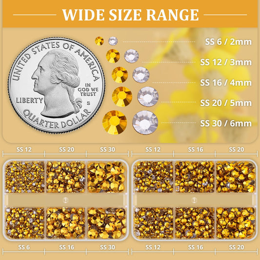 Resin Rhinestones for Crafting, 2 Boxeses Gold Multi Sizes Flatback Bedazzling Crystals for Crafts Nail Art Decoration, Non Hotfix Gems Charms for Tumbler Shoes Clothing Fabric Face Makeup