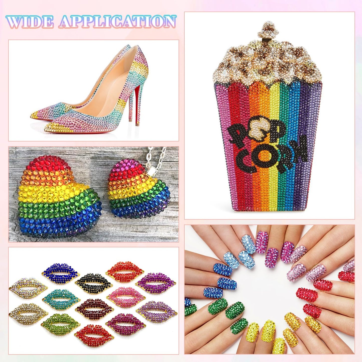 12600Pcs Resin Rhinestones with 3Pcs B7000 Jewelry Glue for Crafting, Multicolors 4mm Non Hotfix Flatback Gems, Bedazzling Crystal for DIY Crafts Clothing Tumblers Mugs Shoes Fabric Decor Nail Art