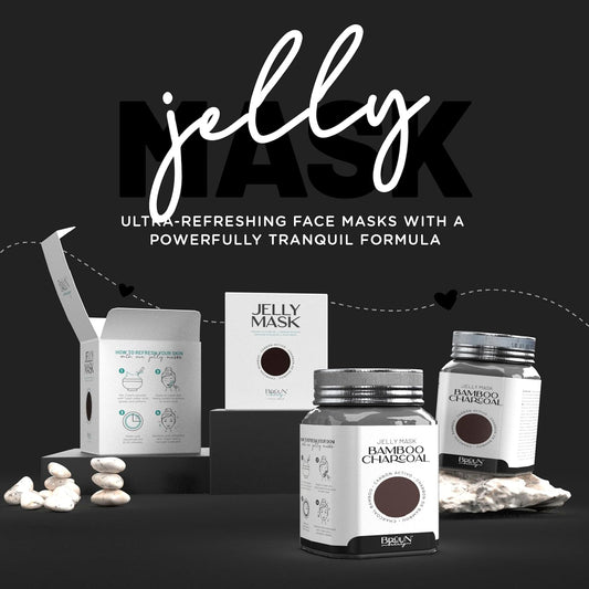 BRÜUN Jelly Mask Jar Bamboo Charcoal Peel-Off Face Care Rubber Mask | 23 fl oz Skin Care Moisturizing Gel Mask Jar Spa Set
