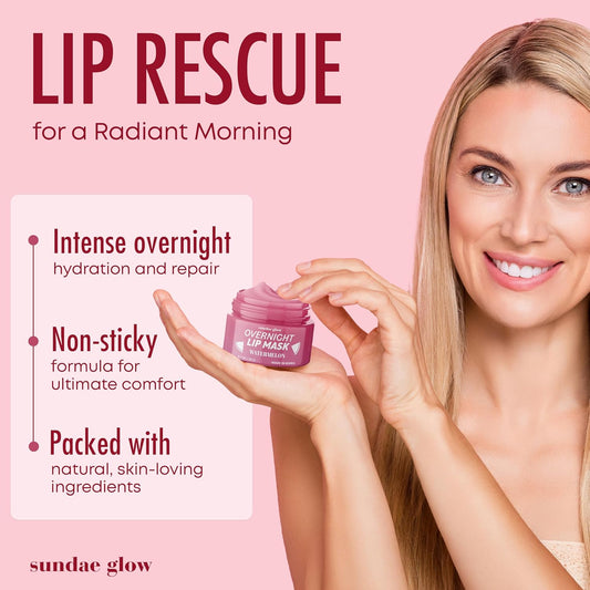 Lip Mask with Watermelon – Overnight Lip Repair, Intense Hydration & Smoothing – Dermatologist Tested, Korean Skin Care – 95% Natural, Clean Beauty, Cruelty-Free – 1 Pack