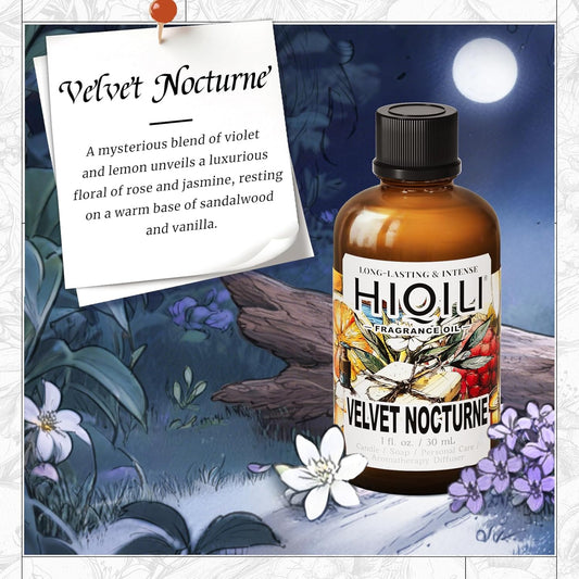 HIQILI Velvet Nocturne Fragrance Oil for Making Candle, Violet & Carnation Scents, DIY Perfume, Great for Diffuser, Long Lasting - 1 Fl Oz