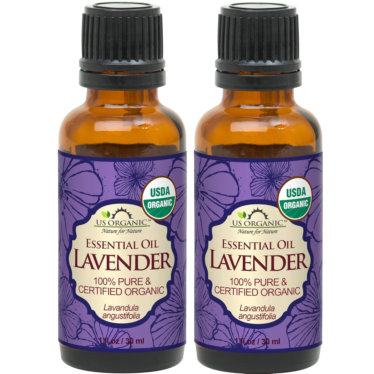 US Organic 100% Pure Lavender Essential Oil, Directly sourced from Bulgaria, USDA Certified Organic, Undiluted, for Diffuser, Humidifier, Massage, Skin, Hair Care, Non GMO, 30 ml 2 Pack