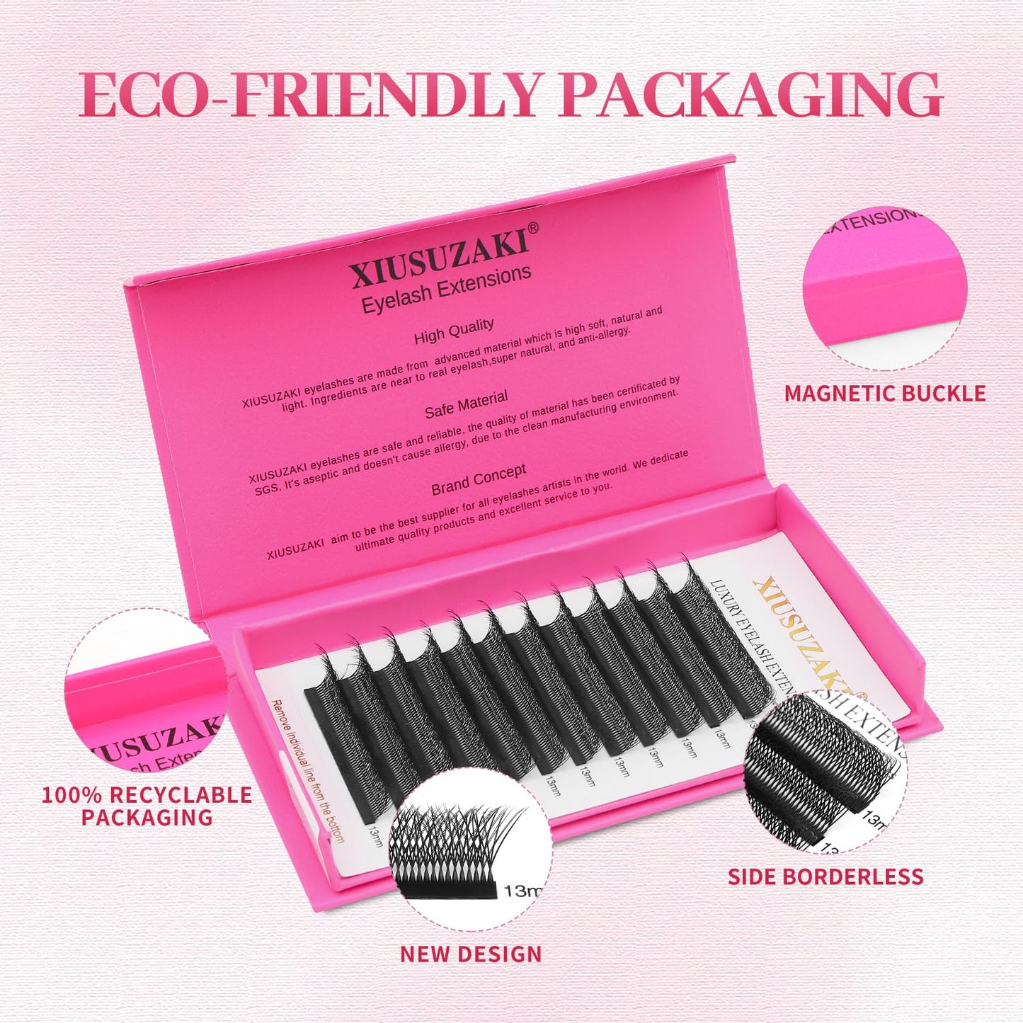 Lash Extensions Double Tips 4D Eyelash Extensions W Shape 0.07mm Thickness C Curl 9mm Premade Fans Easy Fan Volume Lashes Matte Black Crisscross(W-4D-Double Tips-0.07-C,9mm)