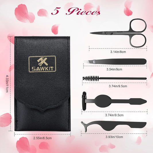 Eyelash Applicator Tool – 5-in-1 Lash Applicator Tool Set with Eyelash Extension Tweezers, Scissors, Brush – Professional Eye Lash Applicator Tools for DIY Eyelash Extensions, Cluster Lashes