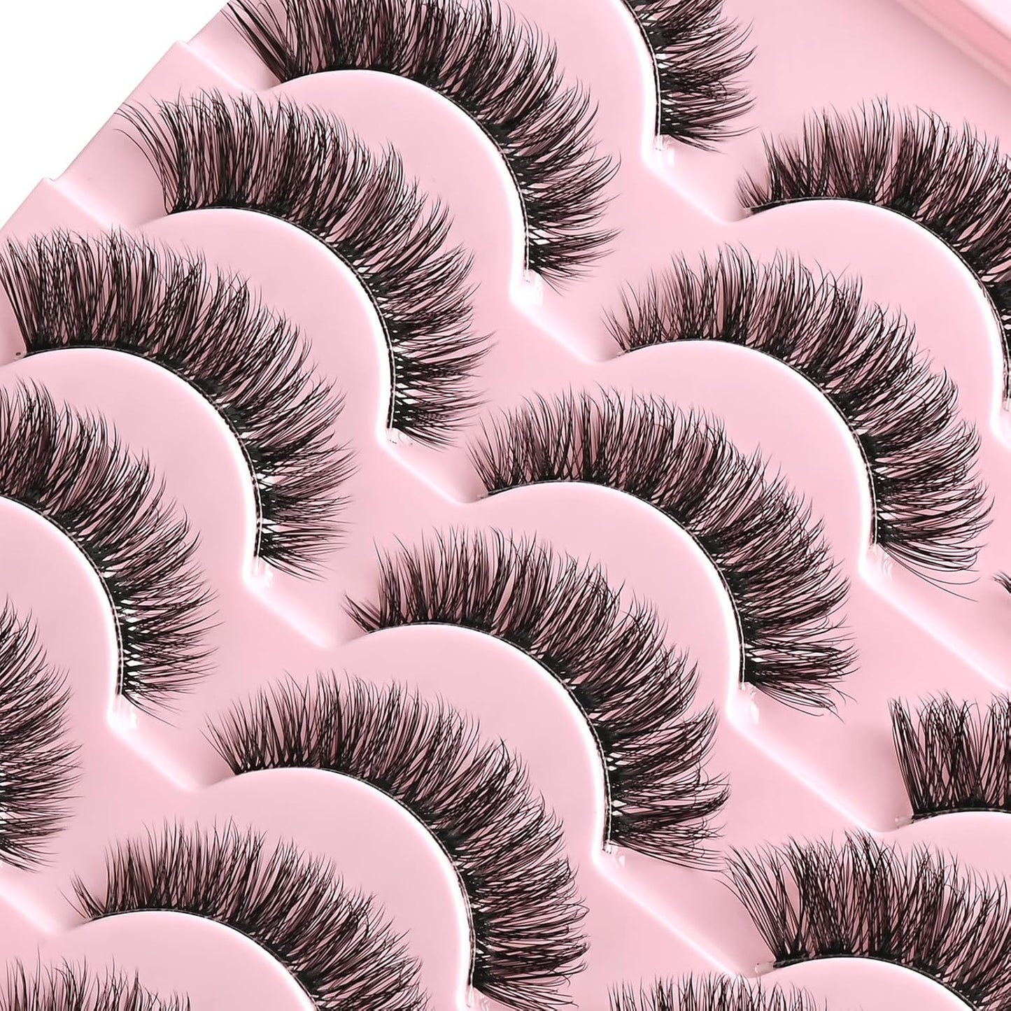 FARRED Cat Eye Lashes False Eyelashes Short Wispy Lash Strips Volume Eyelash 14 Pairs Cateye Medium Length False Clear Band Lashes Natural Looking Hybrid Clusters Full Strip Lashes (F25 | 8-14mm)