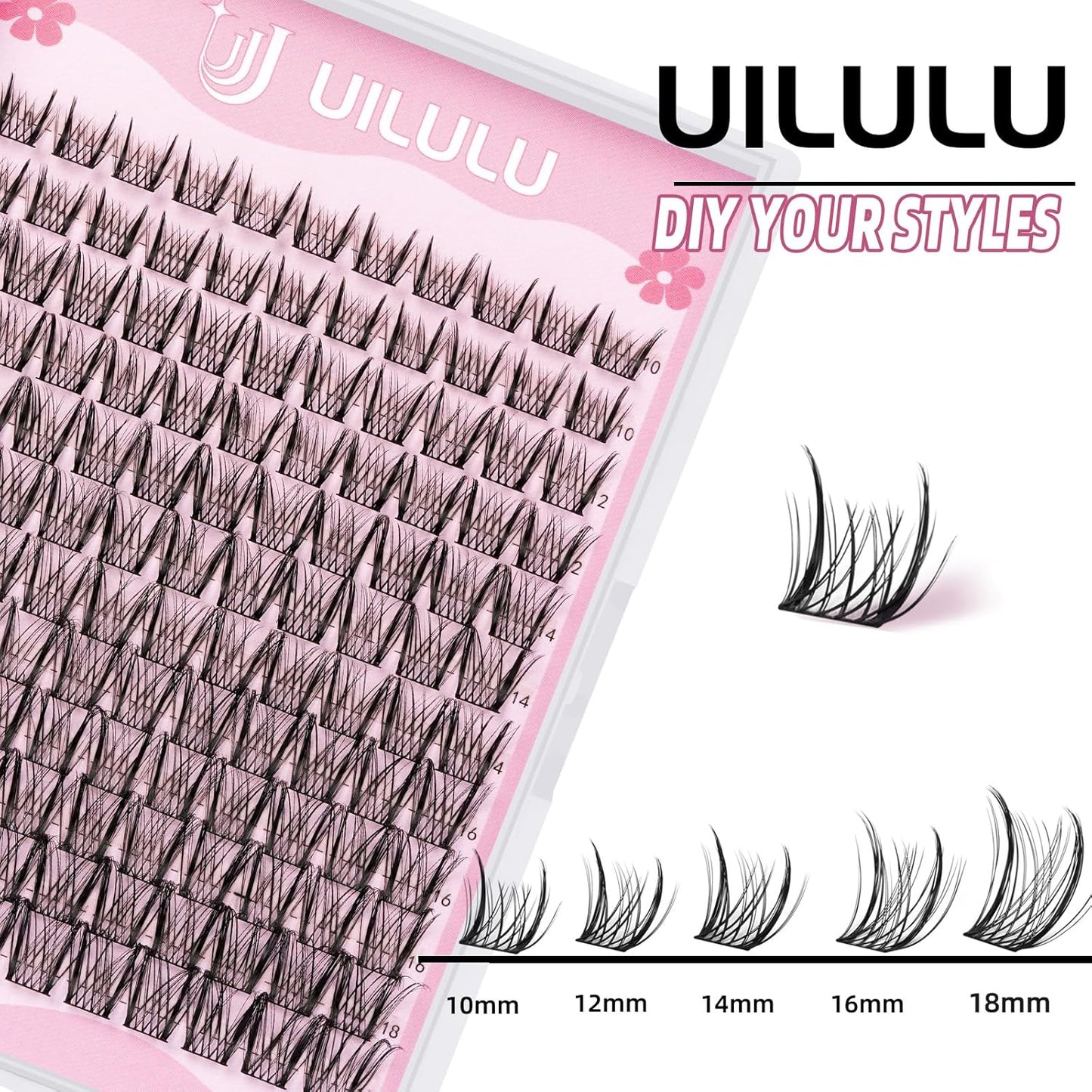 Lash Clusters D Curl Wispy Clusters Lashes 0.07D 10-18 MIX 132 Eyelashes Individual Lashes DIY Lash Extensions at Home False Lashes Wide Band Natural Eye Lash Clusters(U09, 10-18mix)