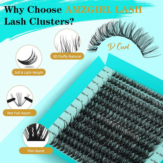 Lash Extension Kit 240Pcs 40D Individual Lashes Clusters Kit,Lash Bond And Seal for Eyelashes Extensions,Lash Applicator Tool For False Eyelash Cluster Kit(40D,D-Mix9-16mm)