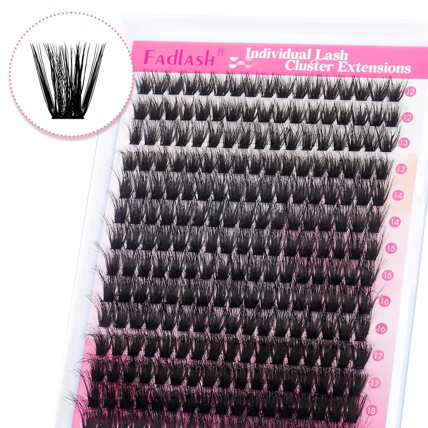 Lash Clusters 280pcs 80D 12-18mm Cluster Lashes Mixed Tray 3D Effect Volume Individual Lashes Cluster Eyelash Extensions Fluffy Soft D Curl DIY Lash Extension Kit at Home (80D-0.07-D,12-18mm)