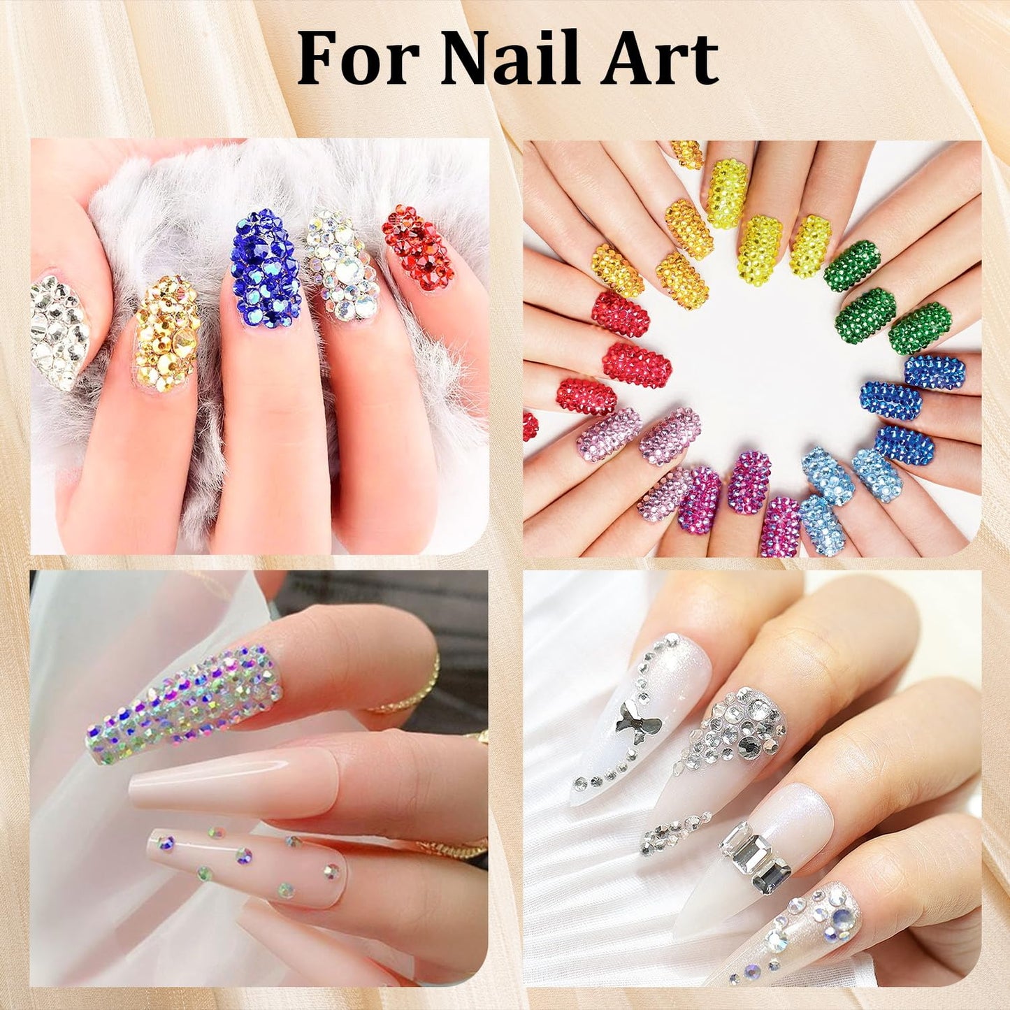 Colorful Face Gems for Makeup Set, Flatback Gorgeous Charming Mixed-Colored Chameleon Crystals with Makeup Glue+Picker Pencil+Tweezer+Dual-End Dotting Tool for Eye Body Hair Make-up and Nail Art Deco