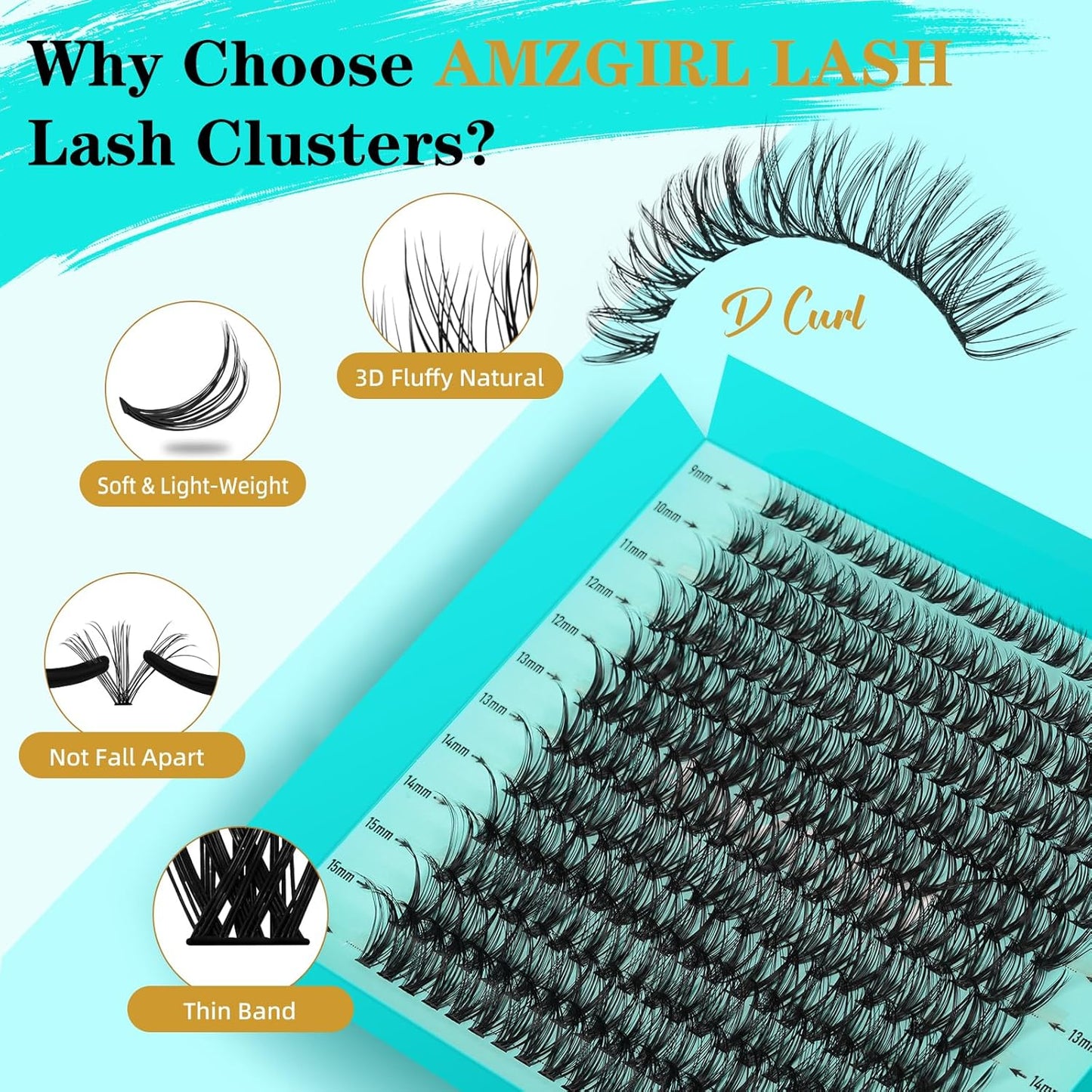 Lash Extension Kit 240Pcs 30D Individual Lashes Clusters Kit,Lash Bond And Seal for Eyelashes Extensions,Lash Applicator Tool For False Eyelash Cluster Kit(30D,D-Mix9-16mm)