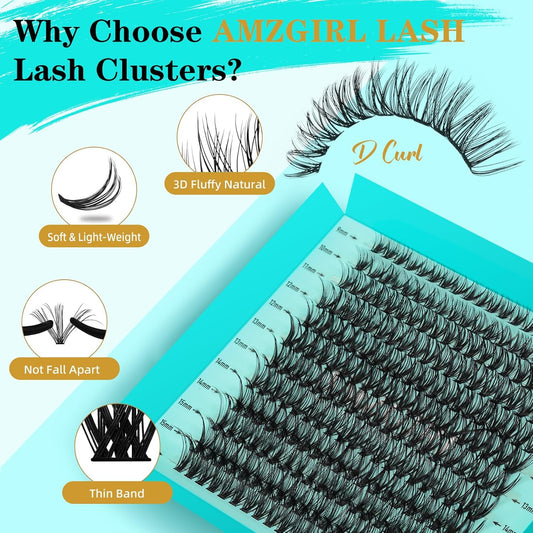 Lash Extension Kit 240Pcs 30D Individual Lashes Clusters Kit,Lash Bond And Seal for Eyelashes Extensions,Lash Applicator Tool For False Eyelash Cluster Kit(30D,D-Mix9-16mm)