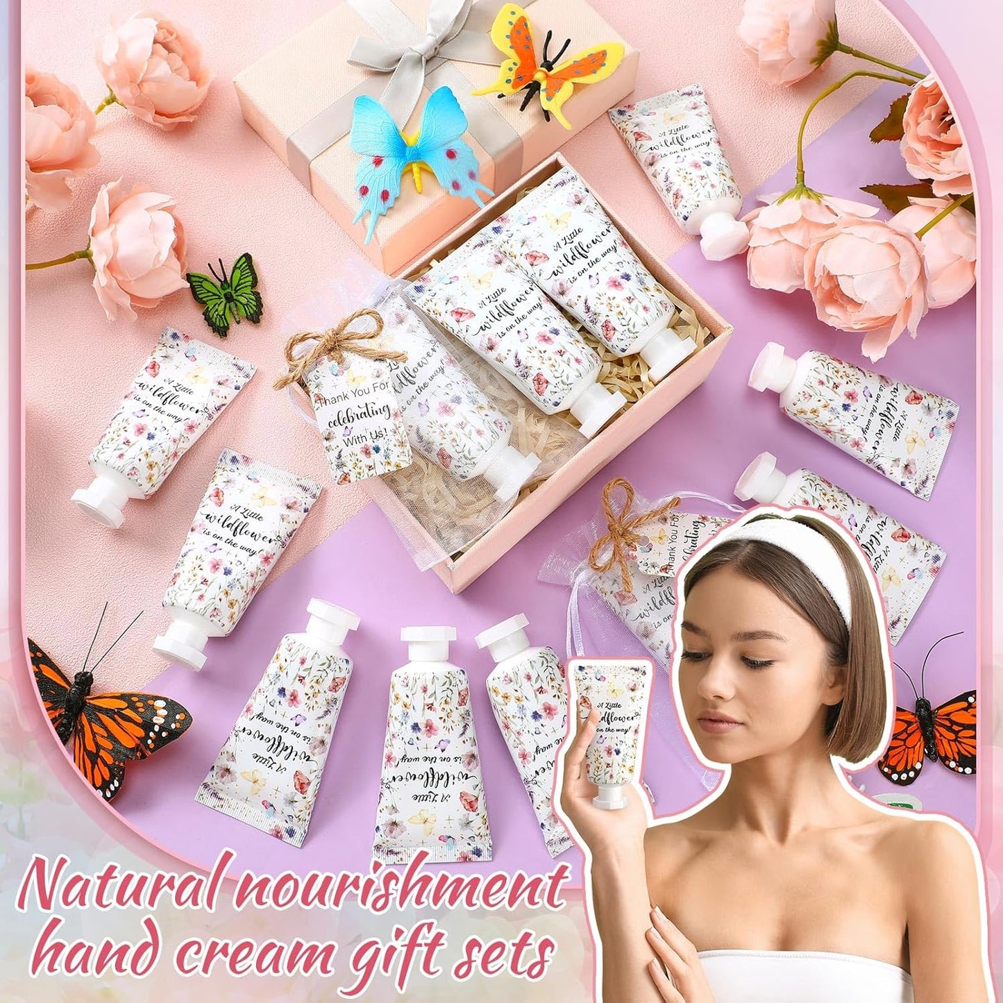 48 Sets Wildflower Baby Shower Hand Cream Gifts Baby Shower Hand Cream Party Favors for Guests Wildflower Gift Bulk Travel Size Lotion Set for Guest