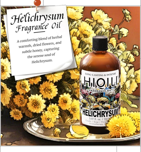 HIQILI Helichrysum Fragrance Oil for Home Diffuser, Floral Scents for Candle, Soap and Perfume Making, Blend to Body Lotion & Moisturizer - 5.07 Fl Oz