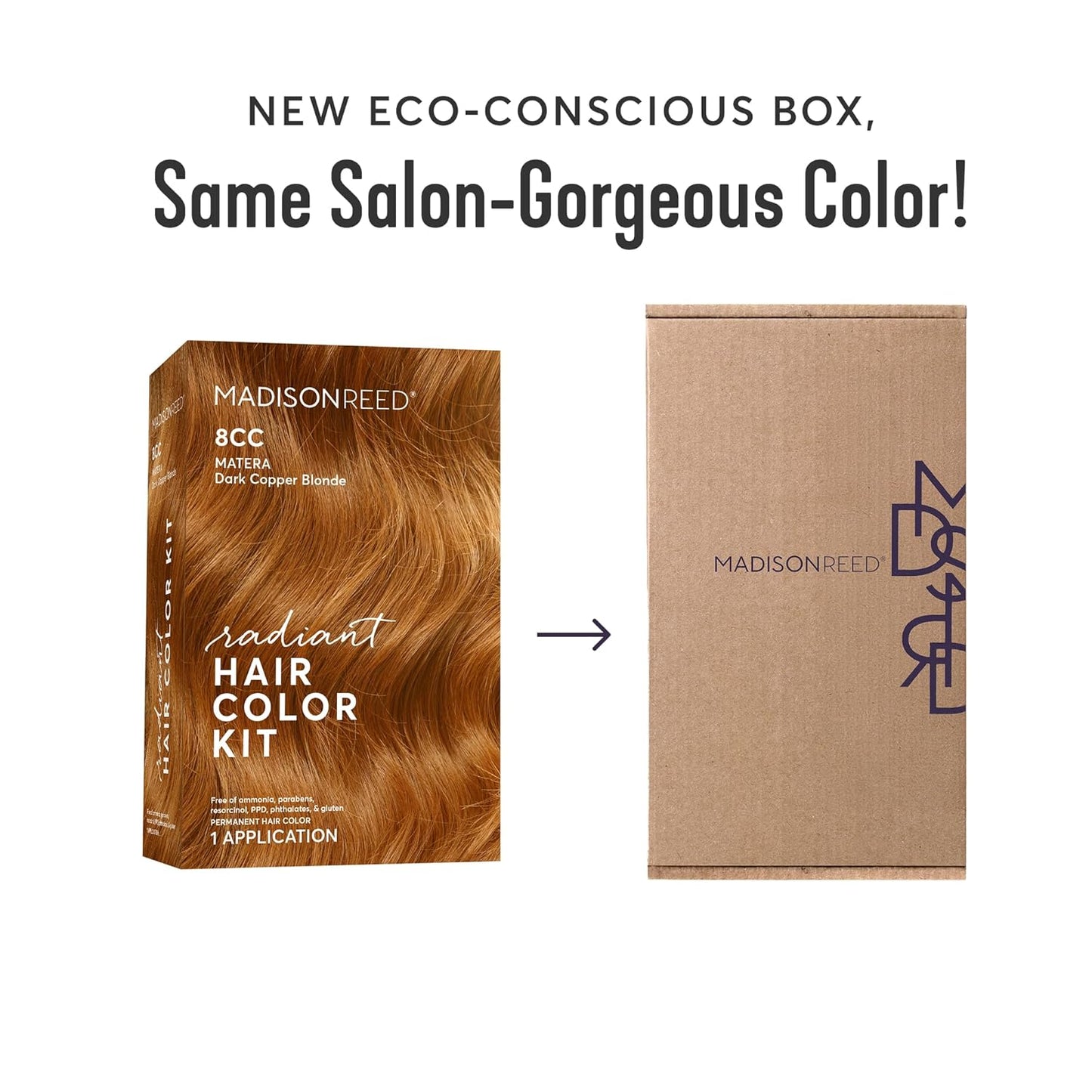 Madison Reed Radiant Hair Color Kit | 8CC Dark Vivid Copper Blonde (Matera Marigold) Vivid Color-Enhancing Formula | Salon-Quality Permanent Hair Dye | PPD-Free & Ammonia-Free | 1 Pack