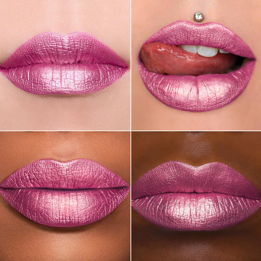 MAKI YIKA Metallic Pink Lipstick for Women Nude Pink Lipsticks Long Lasting Glitter Lipstick No Smudge No Transfer Liquid Lip Gloss (BR21 Sweet Rose)