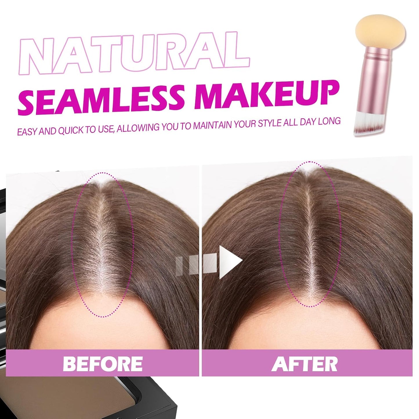 Acomler Root Touch Up Powder, Hairline Powder for Thinning Hair, Root Touch Up Hair Color, Gray Hair Coverage for Women Men Cover Up, Hair Loss Concealer Includes Makeup Brush (Light Brown, 0.42oz)