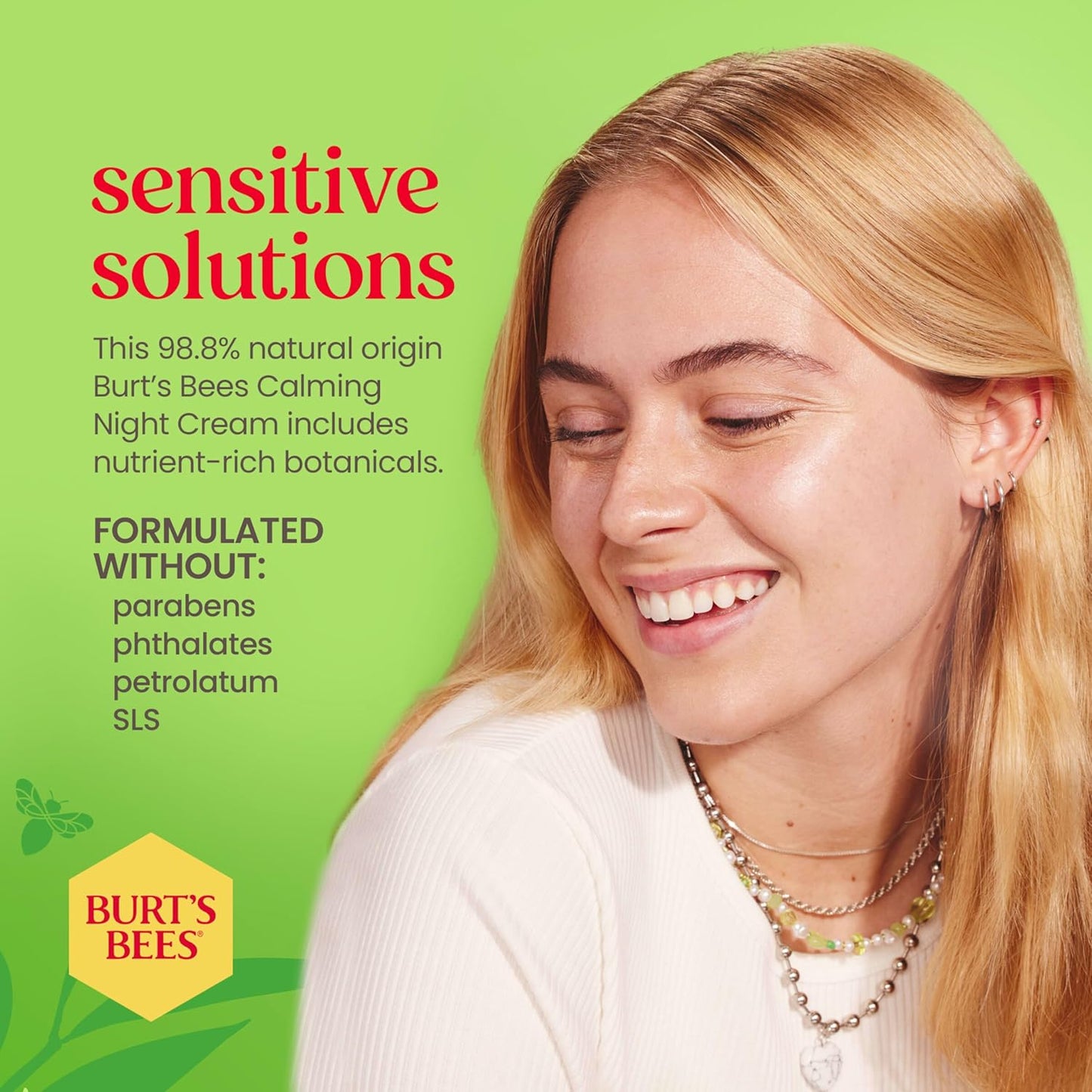 Burt's Bees Back To School Dorm Essentials, Calming Night Cream, With Aloe and Rice Milk, Face Moisturizer For Sensitive Skin, 98.8 Percent Natural Origin, 1.8 oz. Tub