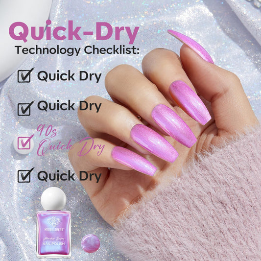 modelones Chrome Purple Nail Polish, 15 ml Quick Dry Nail Polish Mermaid Iridescent Shimmer Pearl Purple Nail Lacquer Long Last Shine Nail Art DIY Home Manicure Gift for Women Girls 0.5 Fl Oz