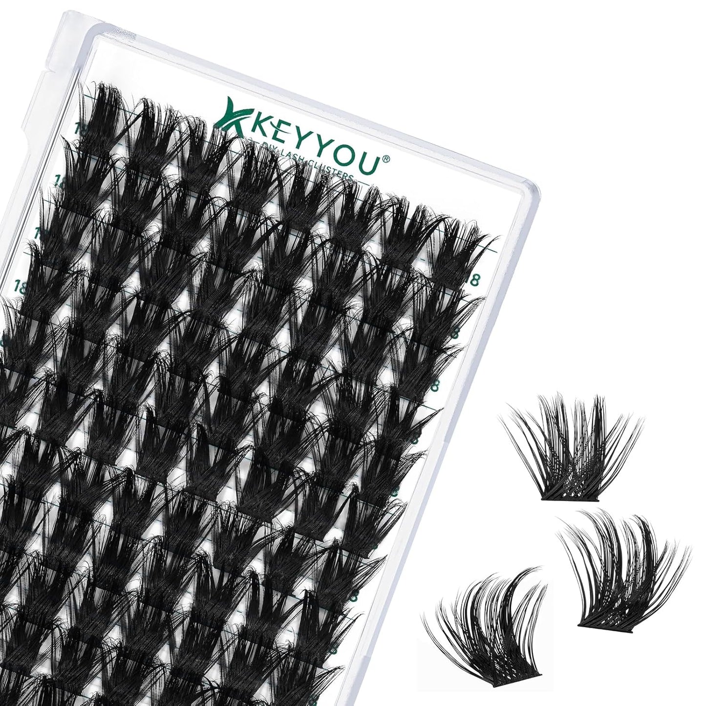 Lash Clusters 96pcs Individual Lashes D Curl 18mm Eyelash Clusters KEYYOU Volume Wispy Lash Extension Soft&Comfortable Easy DIY at Home(Y22,D-18mm)
