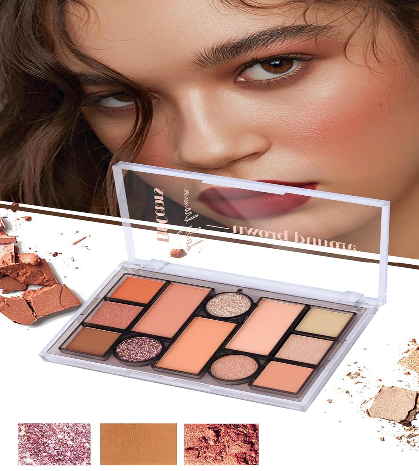 12 Colors Mini Glitter Eyeshadow Makeup Palette, Sexy Purple Shimmer Blush Highly Pigmented, Waterproof&Long Lasting paletas de sombras para de ojos, Quick Create a Flawless Look (03)