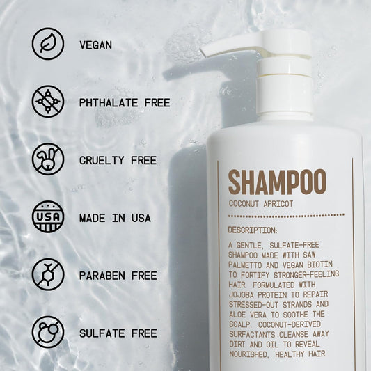 Blu Atlas Men's Natural Shampoo – Organic, Sulfate-Free, Paraben-Free – Deep Cleansing & Hydrating – Coconut Apricot Scent – Made in America – 32 oz