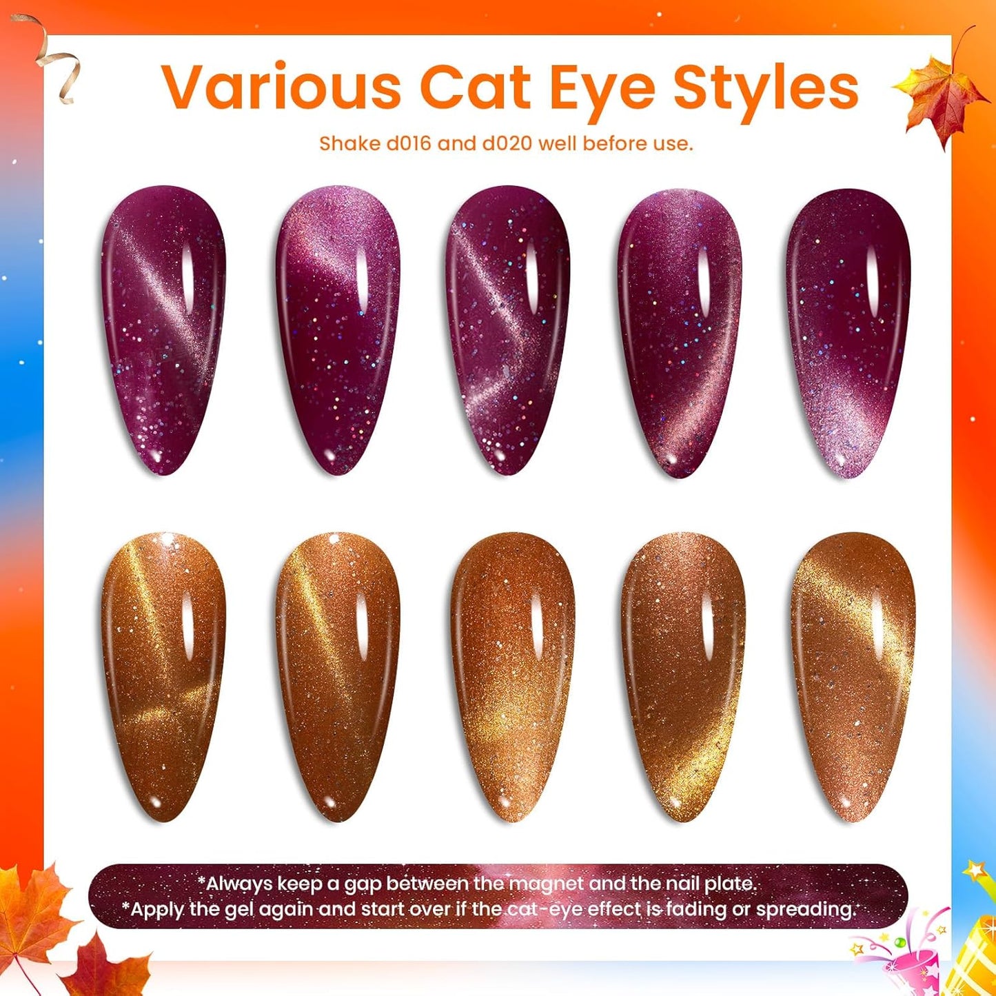 Beetles Cat Eye Gel Nail Polish Set, 6 Colors Brown Purple Glitter Nude Sparkle Stunning Champagne Burgundy Gold lavender Magnetic Effect Nail U v Gel Polish Art Design Gifts for Women