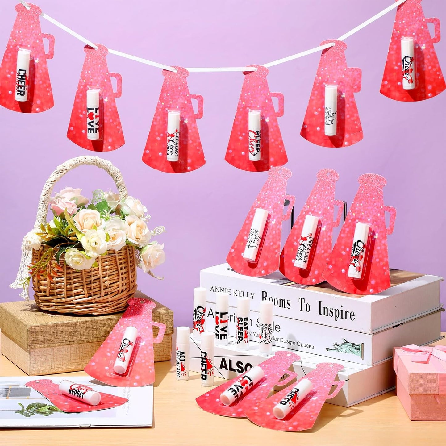 60 Pcs Cheerleading Lip Balm Bulk Cheer Teams Lip Balm Gifts Set Honey Moisturizing Lip Care Flavor Hydration Dry Chapped Lips for Men Women Children(Red)