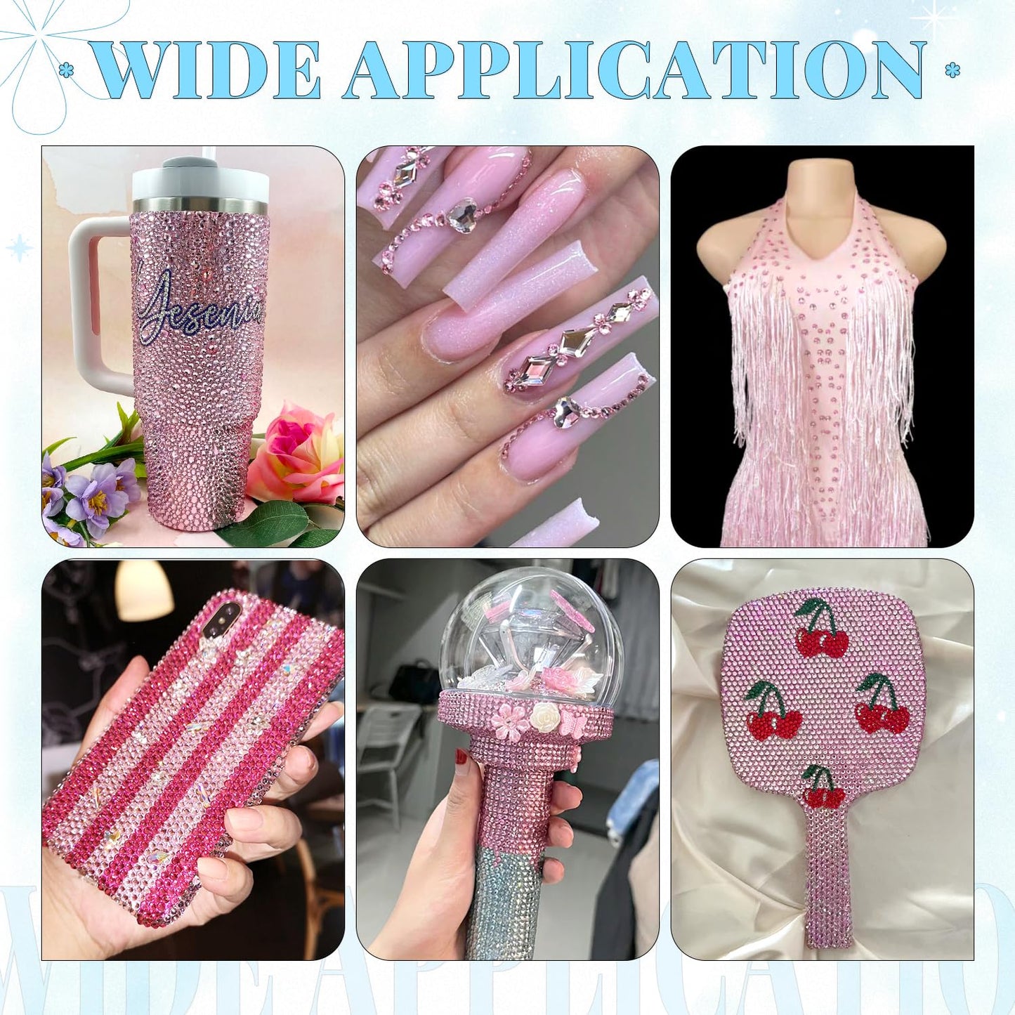 6000Pcs Resin Rhinestones for Bedazzling with 3Pcs B7000 Jewelry Glue, 1 Box Light Pink Flatback Rhinestones for Crafting Crafts DIY, Crystals Gems for Clothing Shoes Tumblers Nail Art Makeup