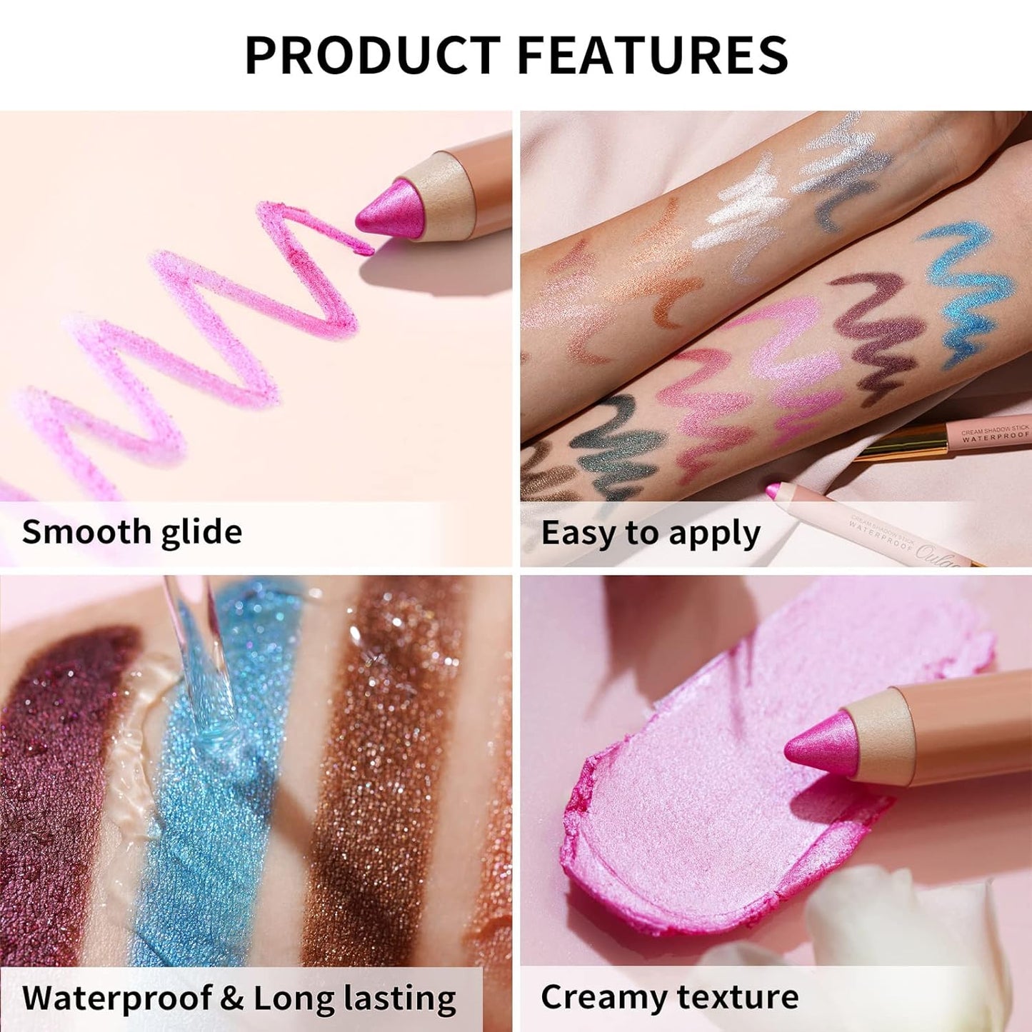 Oulac Twist-Up Burgundy Eyeshadow Stick – Twist-Up Crayon, Creamy Blendable Texture, Vegan & Cruelty-Free Eye Makeup, 1.25g, 12 Lilac Fairy