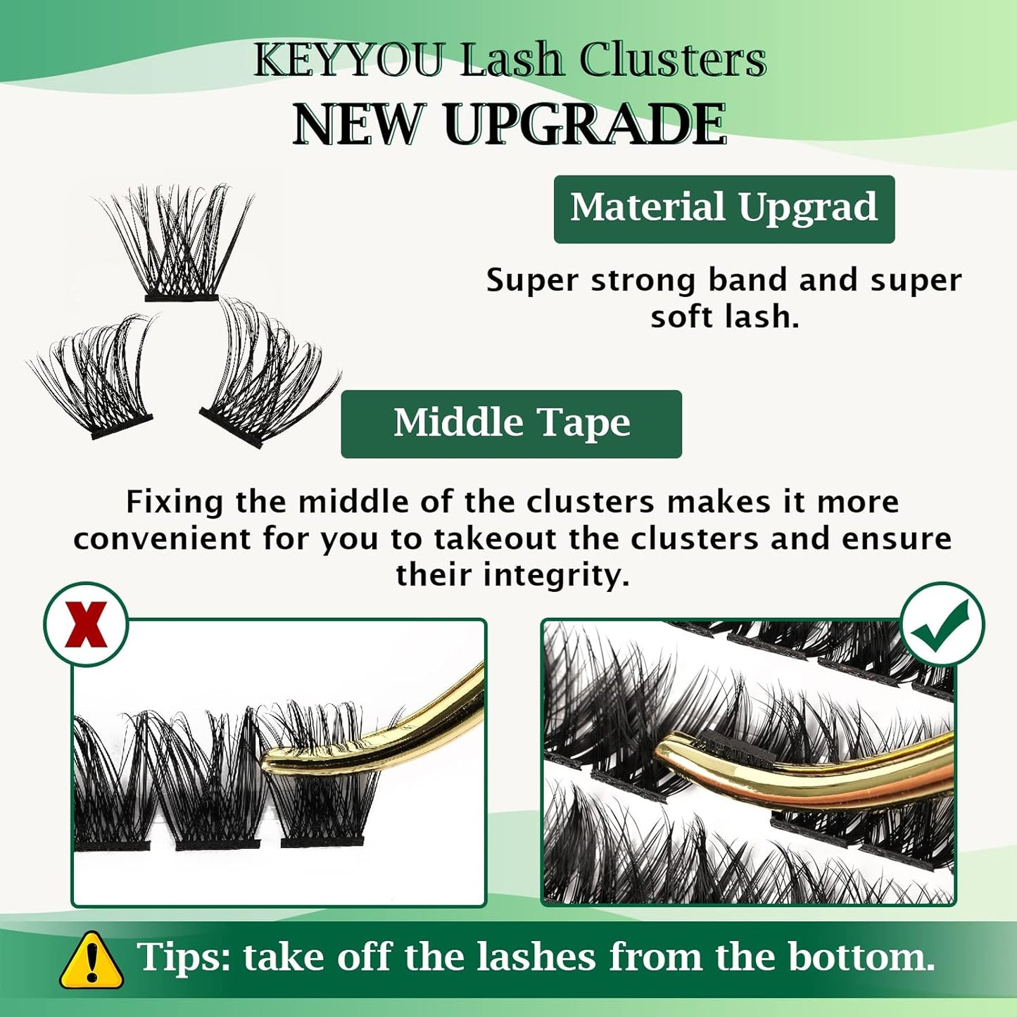 Lash Clusters,96 Pcs Cluster Lashes D Curl 10mm DIY Lash Extensions Eyelash Clusters,KEYYOU Volume Wispy Individual Lashes Soft&Comfortable Easy DIY at Home(Y06,D-10mm)